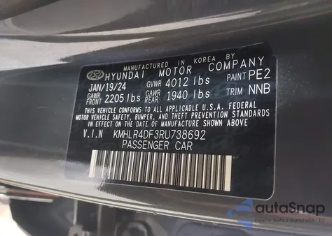 2024 Hyundai Elantra N Line from USA, damaged, VIN KMHLR4DF3RU738692